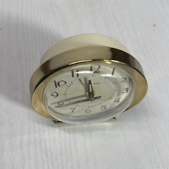 Vintage Westclox Baby Ben Wind Up Gold Alarm Clock Works - Picture 3 of 8
